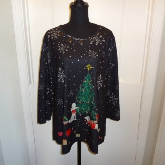 Holiday Weekend Cotton Long Sleeve Tunic - Black main image 1